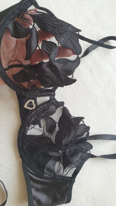 S 36 8 Czarny seksowny komplet bielizny seksowna koronkowa bielizna da