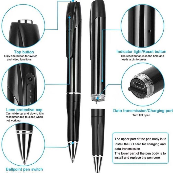 Mini szpiegowska kamera wideo DŁUGOPIS cyfrowy dyktafon zdjęcia