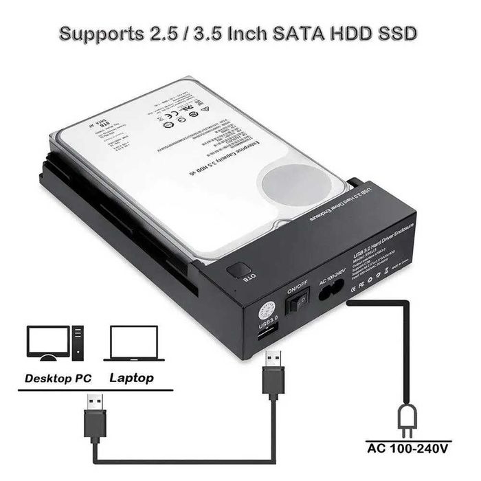 Корпус карман для внешнего жесткого диска USB 3.0 SATA III 2,5/3,5 SSD