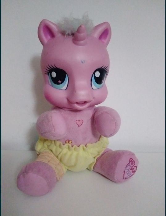 Boneco interativo, unicórnio 10 falas, 23cm, rosa.