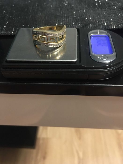 śliczny pierścionek złoty ala versace próba 585, 3,08 gram