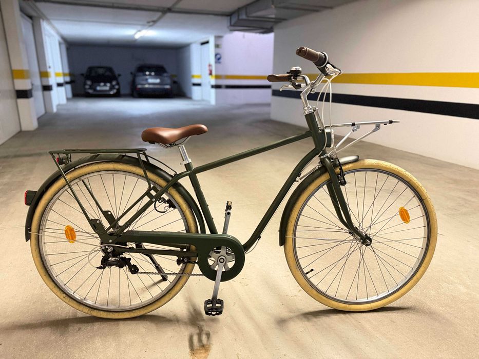 Bicicleta de Cidade ELOPS 520 Quadro Alto côr Caqui - Como Nova