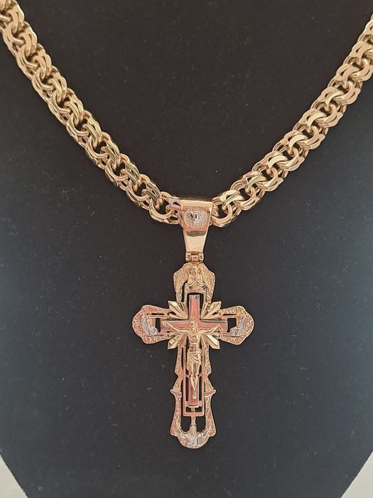 Złoty łańcuszek splot GALIBARDI + Krzyżyk 585 Nowy