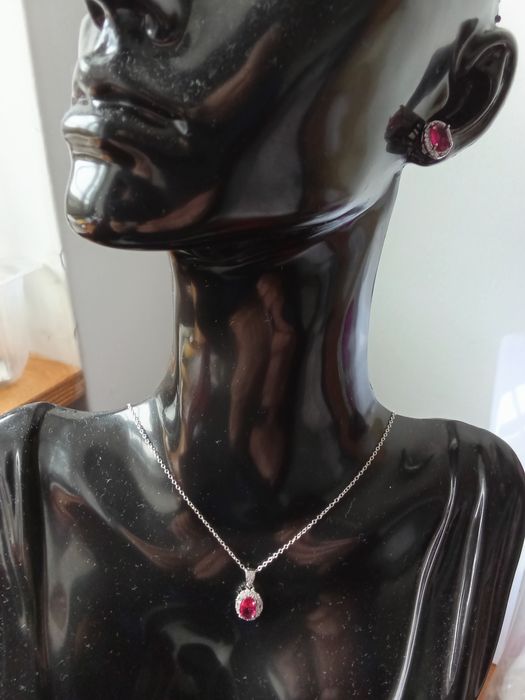 Promoção Natal  Conj em Prata com rubis certificados