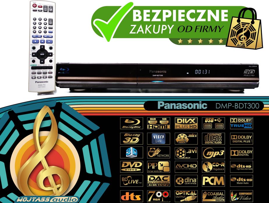 Multimedialny Blu-Ray Panasonic DMP-BDT300 2xUSB 2xHDMI Mp3 mkv DivX
