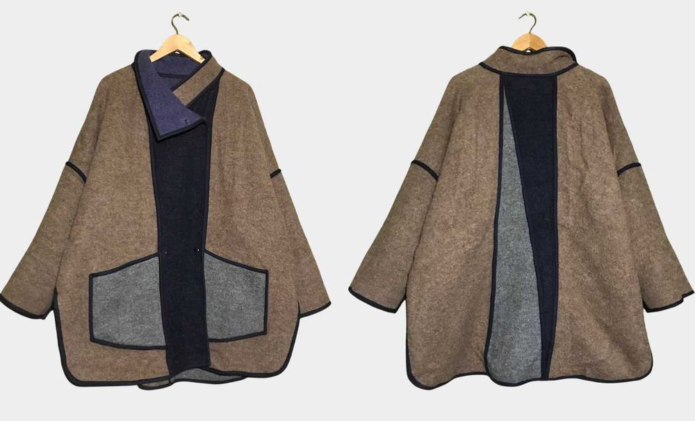 Вовняне коротке пальто вільного крою в стилі печворк Італія