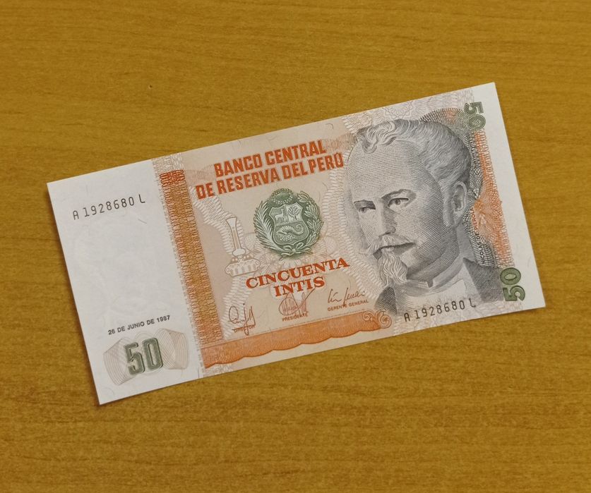 Банкнота Республики Перу 50 инти 1987 года