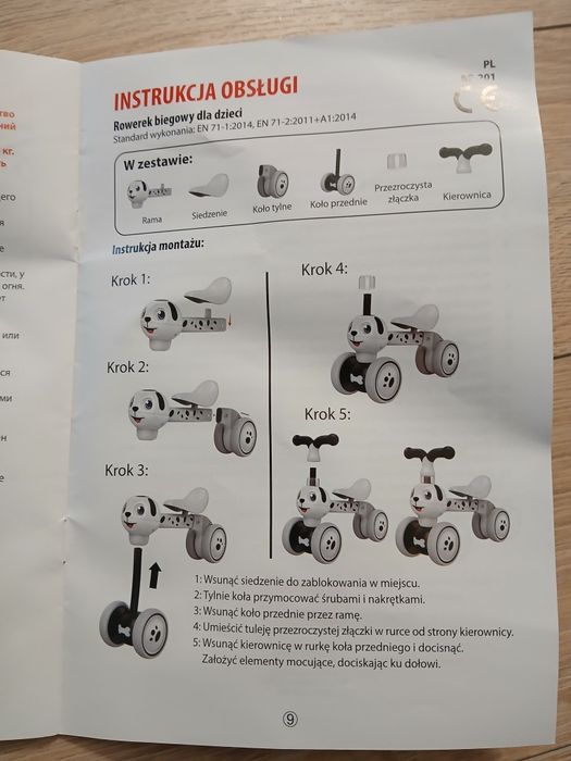 Rowerek biegowy czterokołowy od 1 roku, jeździk
