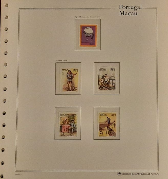 Colecção selos,carteira,blocos Macau ano 1990
