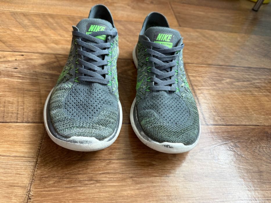 Беговые Кроссовки Nike Free 4.0 Flyknit серо-зеленые 42 р