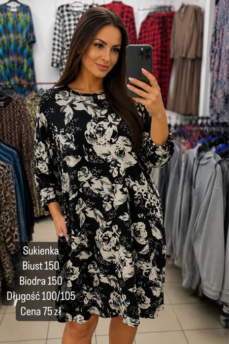 Sukienka kwiaty biust 150
