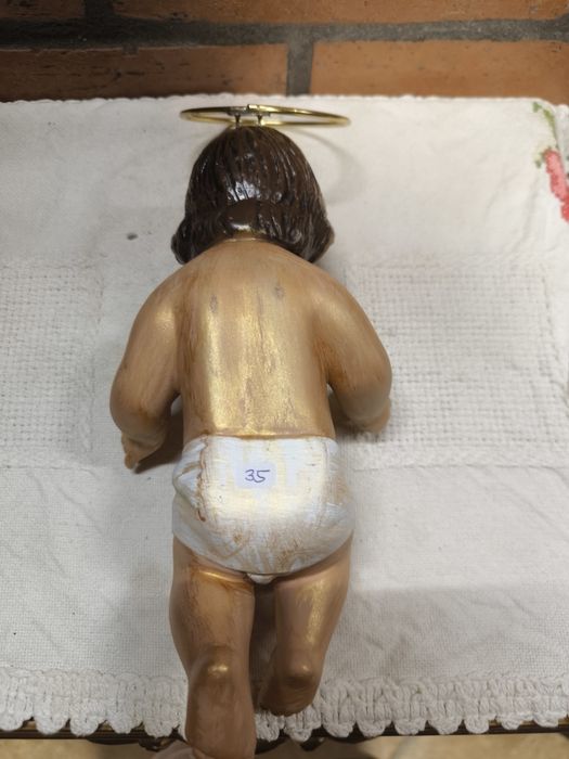 Estatueta Menino Jesus com Auréola Metálica