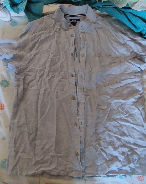 Camisa linho Kiabi azul claro Tam M