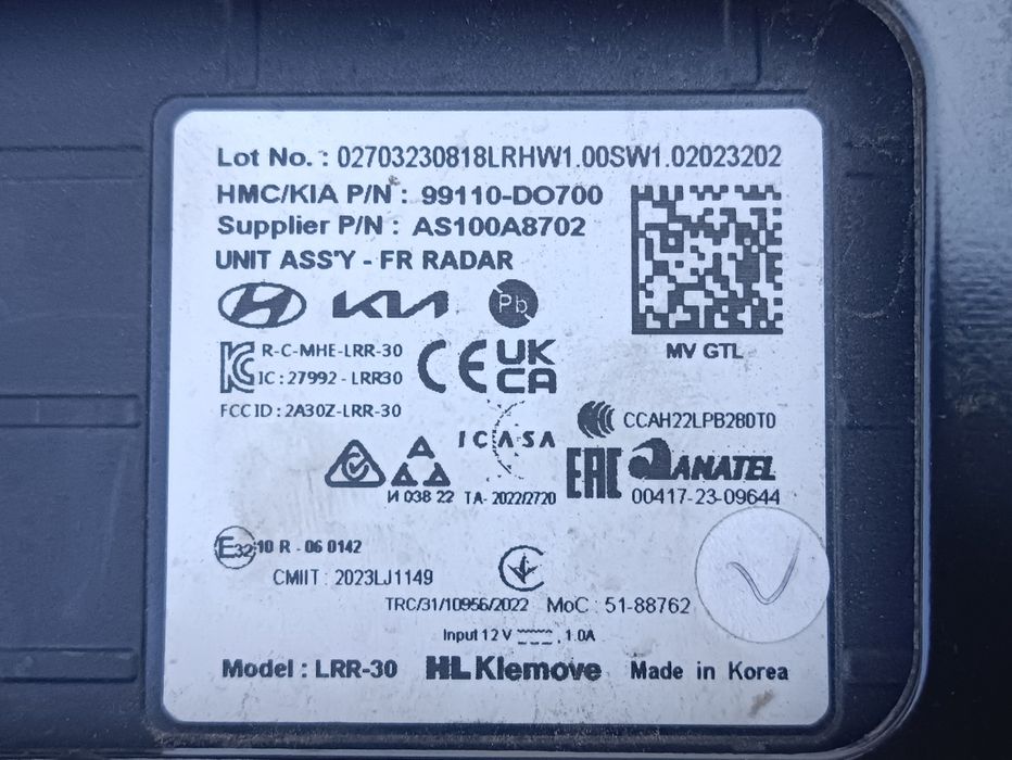 Kia ev9 elektryk radar ACC distronic sensor moduł orginał wysyłka