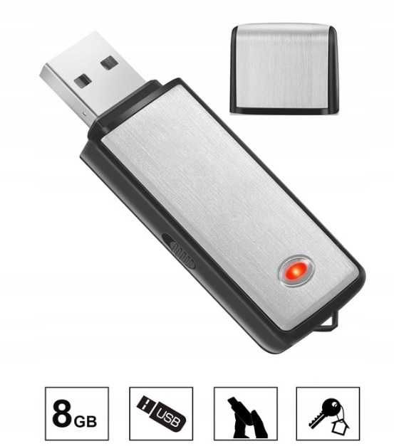 Profesjonalny MINI Dyktafon Cyfrowy PENDRIVE Podsłuch Szpiegowski USB