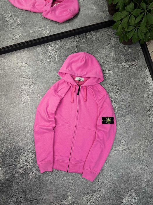 Зіп-худі Stone Island рожевий зип-худи Стон Айленд Стоун Айленд кофта худи стоник pink чоловіча жіноча унисекс спортивна кофта худі рожевий одяг