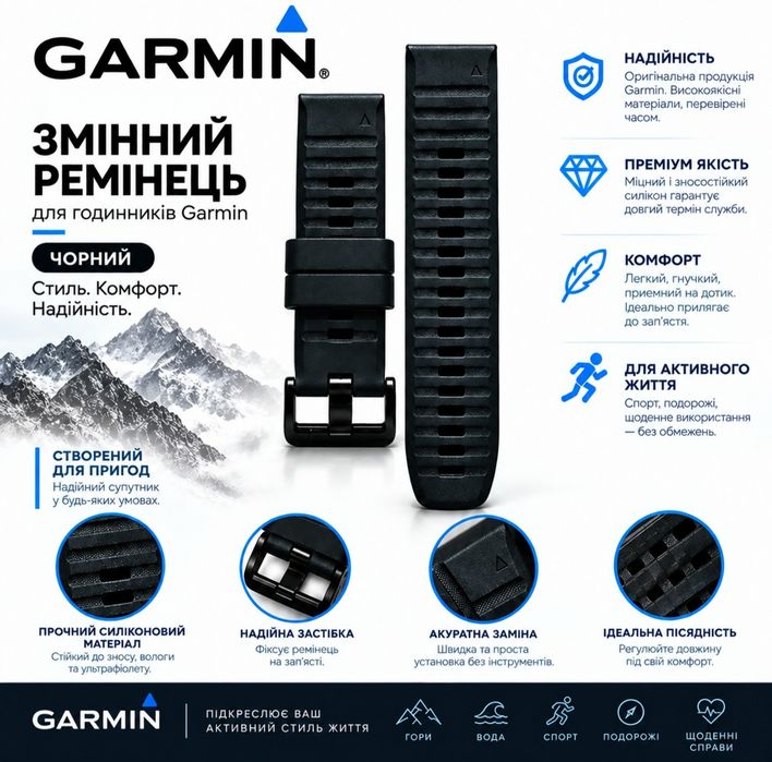 Ремінець Garmin QuickFit™ 22,26 мм — стиль,