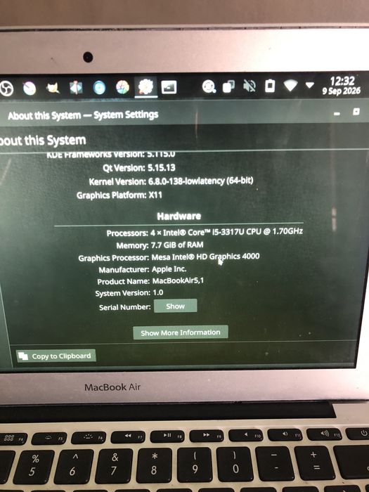 Macbook Air  11” de 2014 com linux