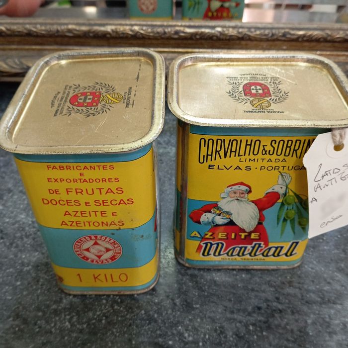 Latas antigas azeite Natal de Elvas