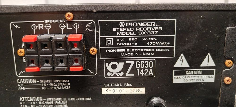 Amplituner PIONEER SX-337. Bardzo mocny.