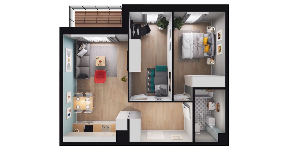 3-pokojowe mieszkanie 55 m² + taras Bezpośrednio - Widok 3