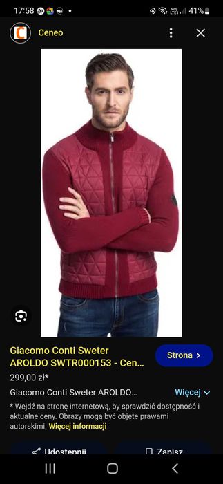 Sweter fifmy Giacomo Contii nowy bordowy