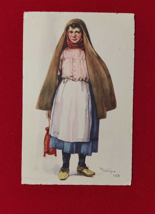 Inteiro postal - Série H nº 17 - serra do caramulo - Mulher c/ capucha