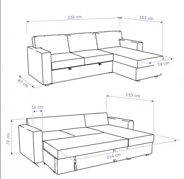 Sofá cama com chaise IKEA