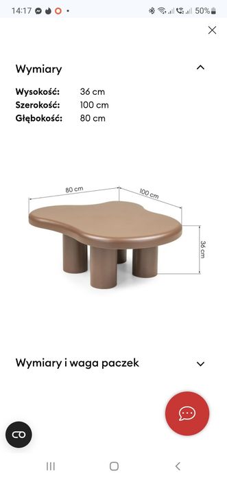 Stół czarny kawowy obły kształt nieregularny