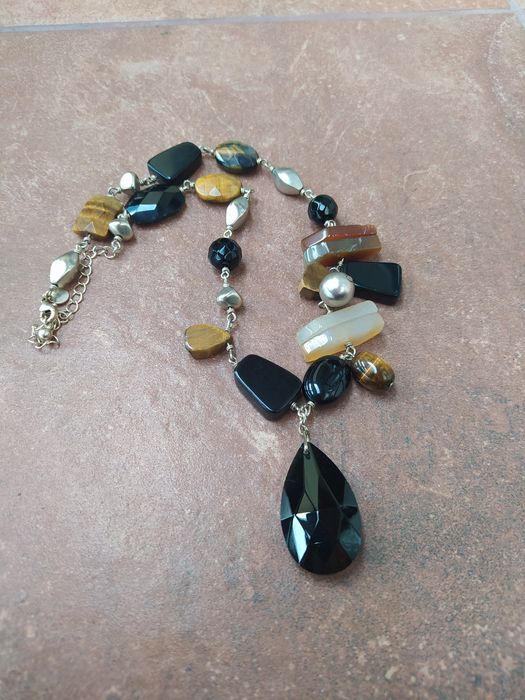 Naszyjnik damski brązowy czarny biżuteria