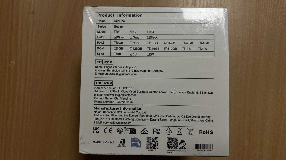 Компактний міні компьютер Mini PC NiPoGi Essenx E2 (CMNE2000SEU1650)