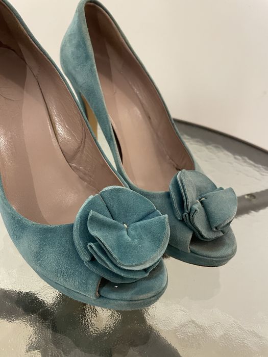 Buty na obcasie turkusowe