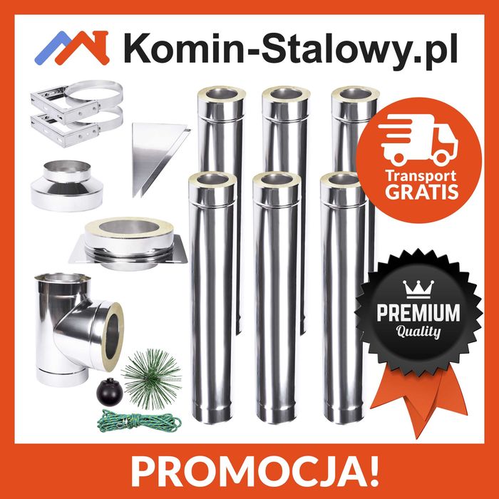 Komin Stalowy Izolowany - Dwuścienny Zewnętrzny - Fi 150/210 6 m gr. 0,8 mm - Szybka Realizacja