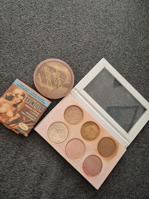 Zestaw bronzer i rozświetlacze douglas,The balm i rimmel