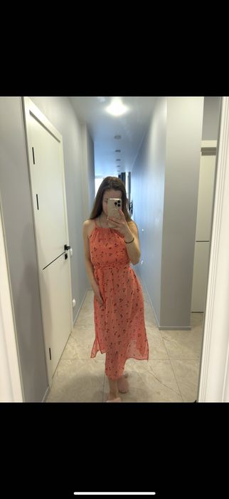 Сукня довга рожева літня