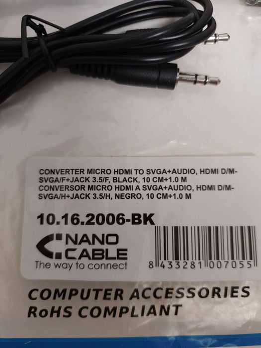 Conversor micro HDMI para VGA