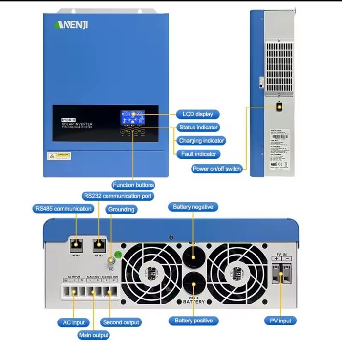 Продам новий гібридний сонячний інвертор ANENJI ANJ-6200-48V-W, 48 В,