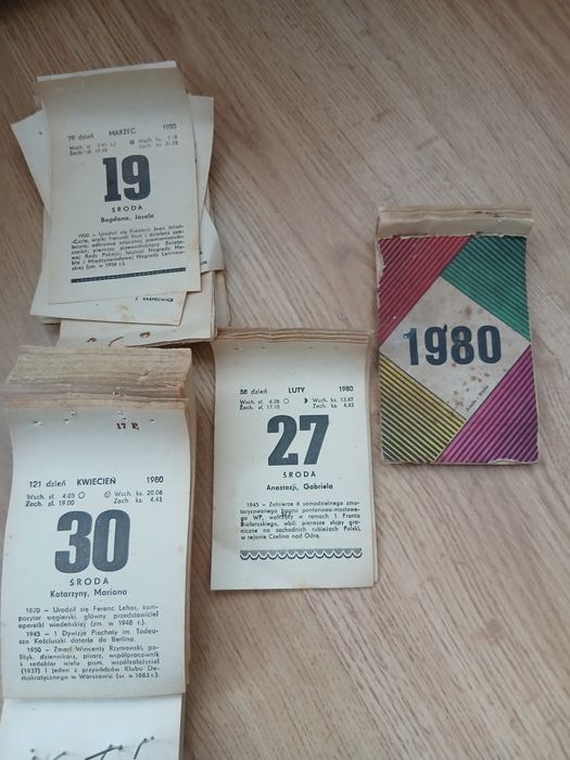 Kartka z kalendarza 1980 urodziny rocznica