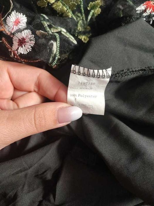 Sukienka siateczka hafty kwiaty łąka Shein 44/46