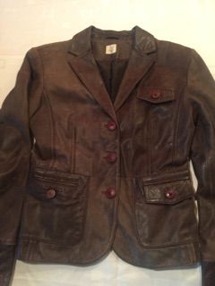 CAMAIEU_Marynarka / Kurtka_Skóra Nat._Brąz_ S_ OKAZJA