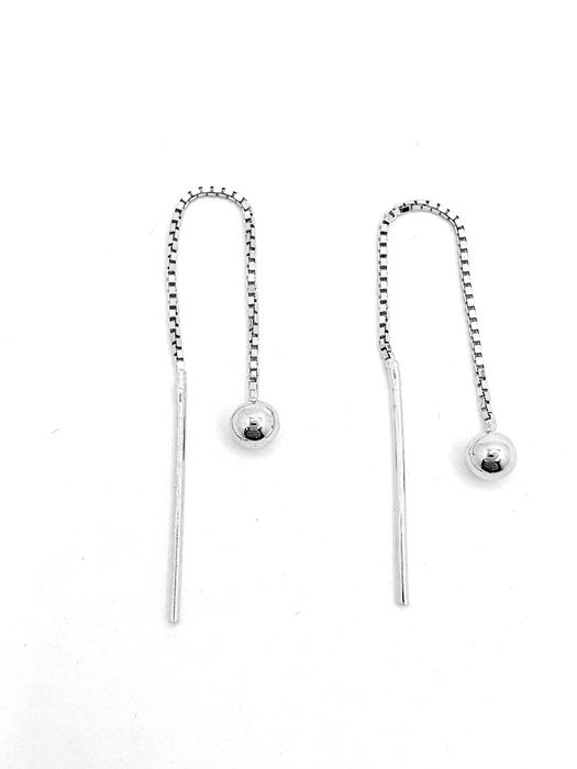 Kolczyki srebrne 925 przekładane przeciągane kulka 4mm