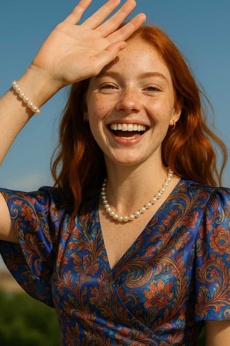 Чокер та браслет перлинні набір ретро Fleur de Sante