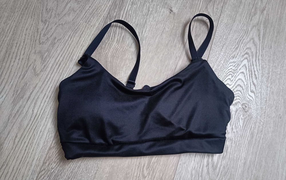 Nowy czarny stanik do karmienia, top prążkowany, Sinsay