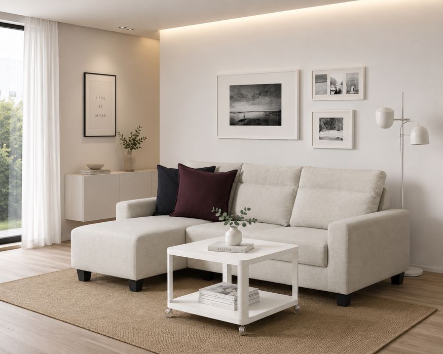 Sofá 3 lugars com chaise longue
