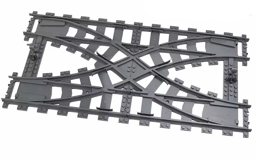 Poczwórne skrzyżowanie Lego - pociąg 60337, 60336, 60198, 60197, 7939