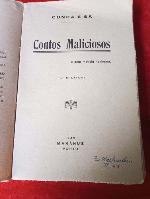 Cunha e Sá - Contos Maliciosos (1.ª edição 1945 - Pôrto)