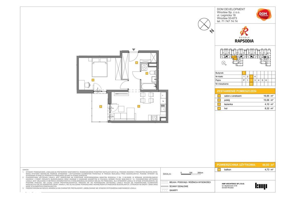 2-pokojowe mieszkanie 44m2 + balkon