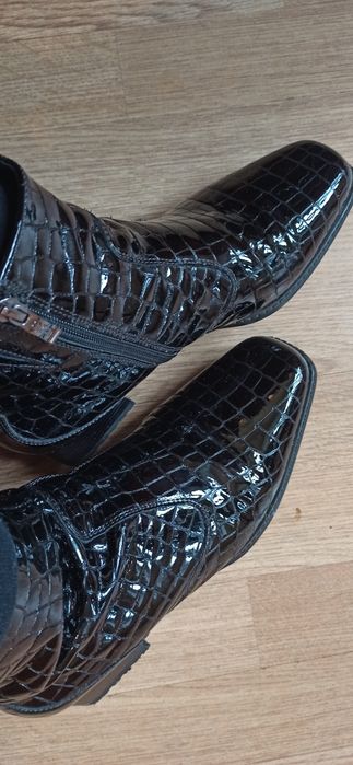 Buty botki Ara roz. 39,5 SKÓRA NATURALNA LAKIEROWANA, tęgość H