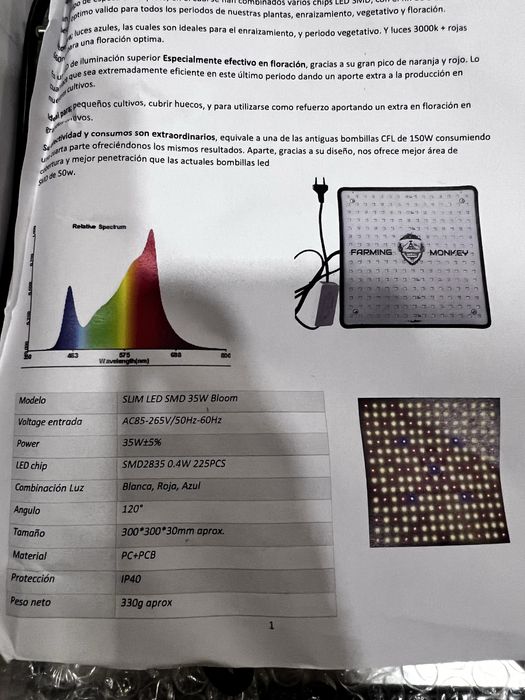 Led cultivo Farming Monkey Slim LED 35W BLOOM - NOVO