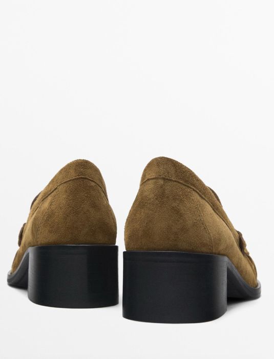 Туфлі, лофери замшеві на підборі Massimo Dutti, 40 розмір! НОВІ!